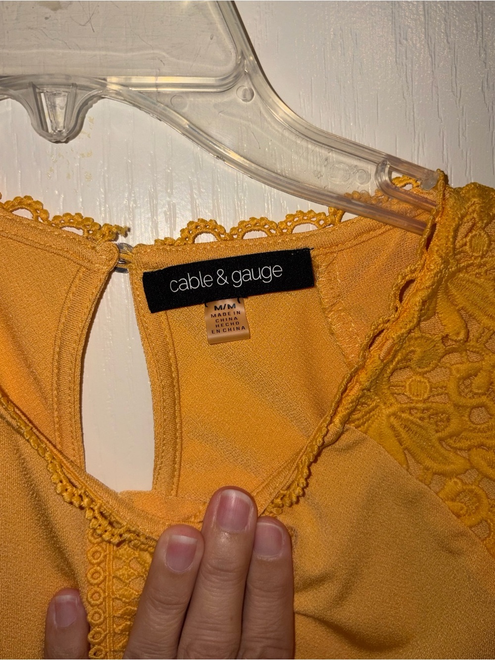 Cable & Gauge Yellow Crochet-Sleeve Blouse - Picture 3 of 4